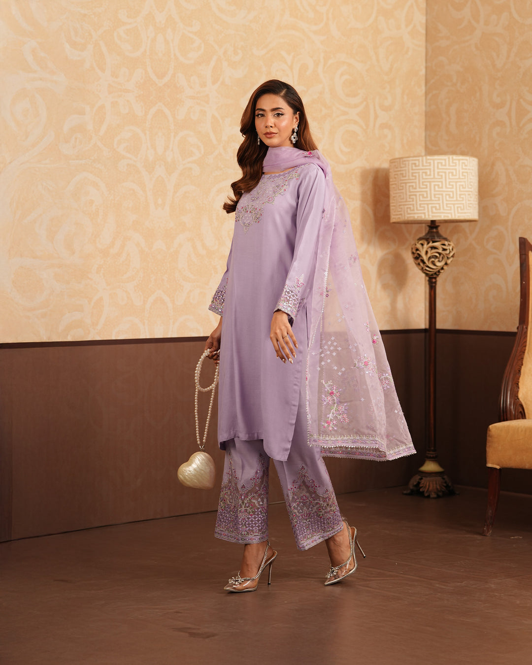 3-Piece Ready-to-Wear Raw Silk Suit | 2272-AF-D.RWS - Sha Posh Textile