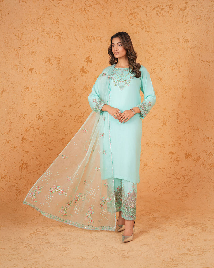 3 Piece Dull Raw Silk Suit Stitched | 2272-AF-D.RWS