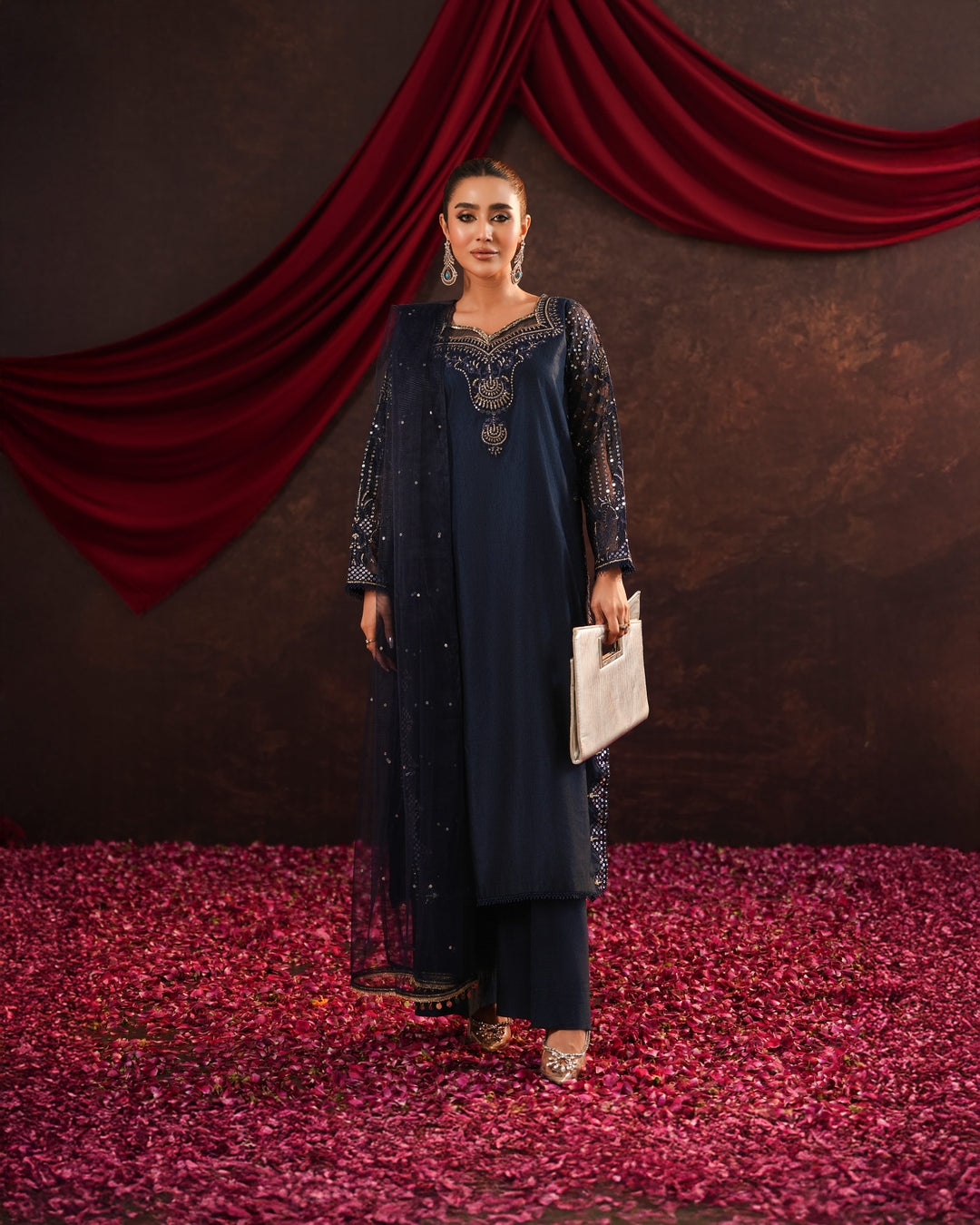 3-Piece Ready-to-Wear Chambray Katan Suit | 2273-AF-S.KTN - Sha Posh Textile