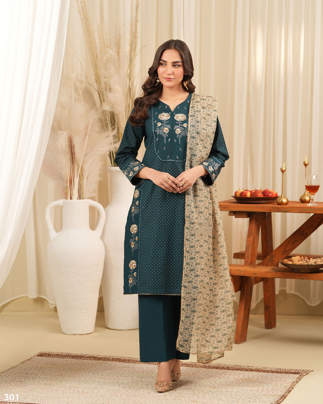 3 Piece Khaddar Suit | 301-BG-KD