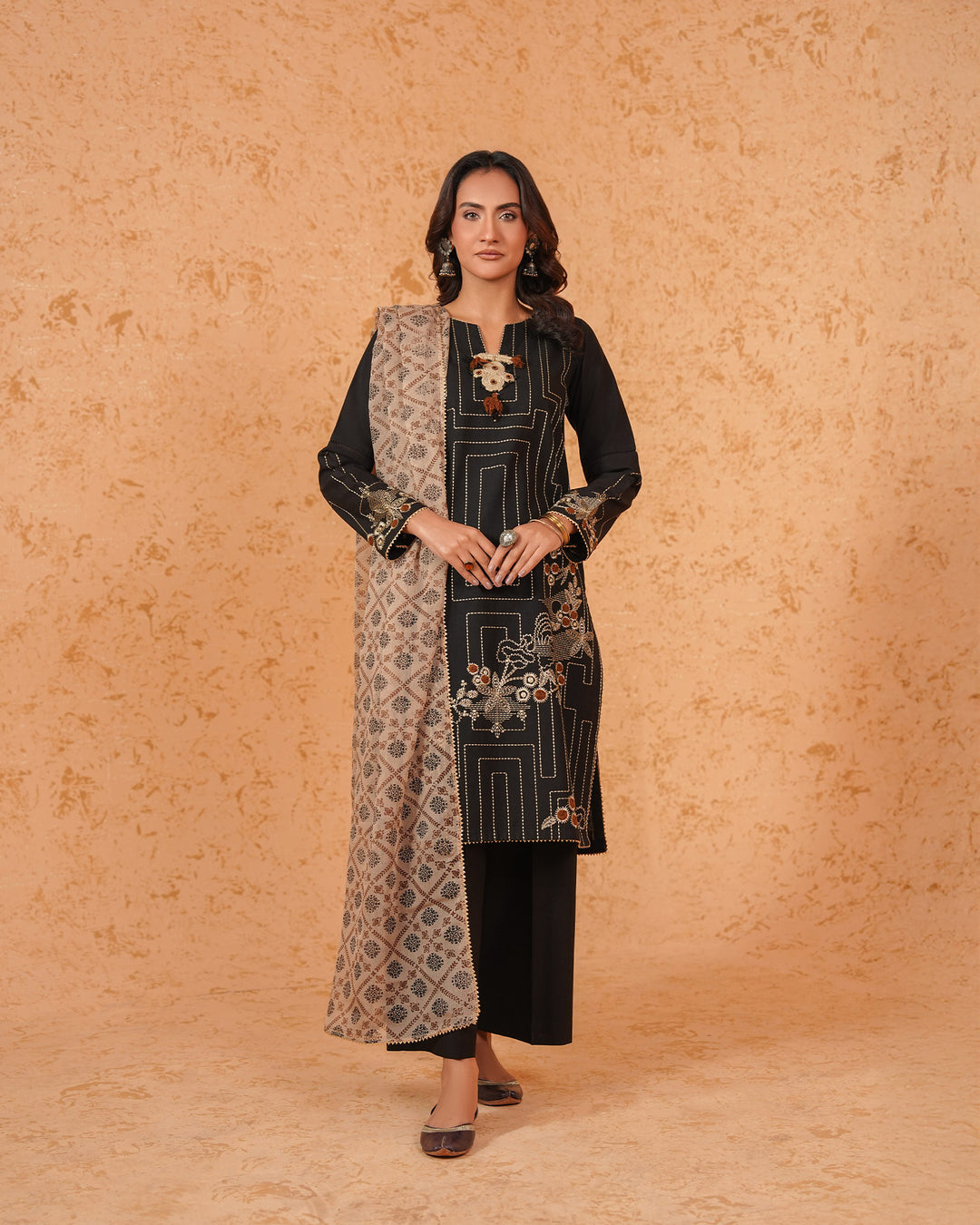 3 Piece Khaddar Suit Stitched | 304-BG-KD