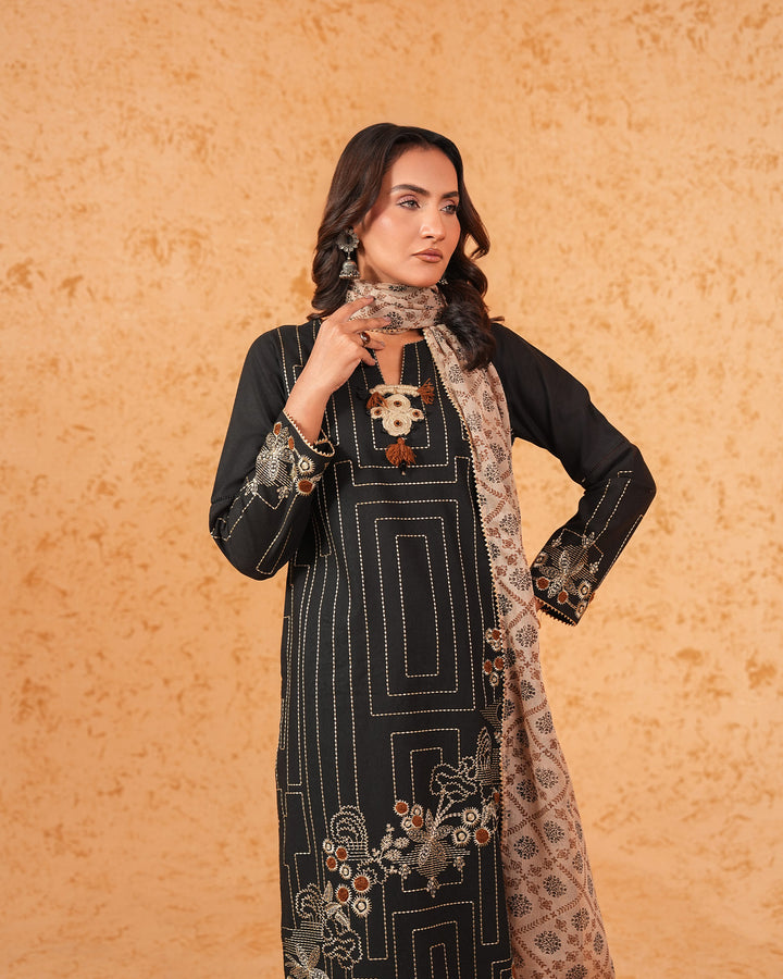 3 Piece Khaddar Suit Stitched | 304-BG-KD