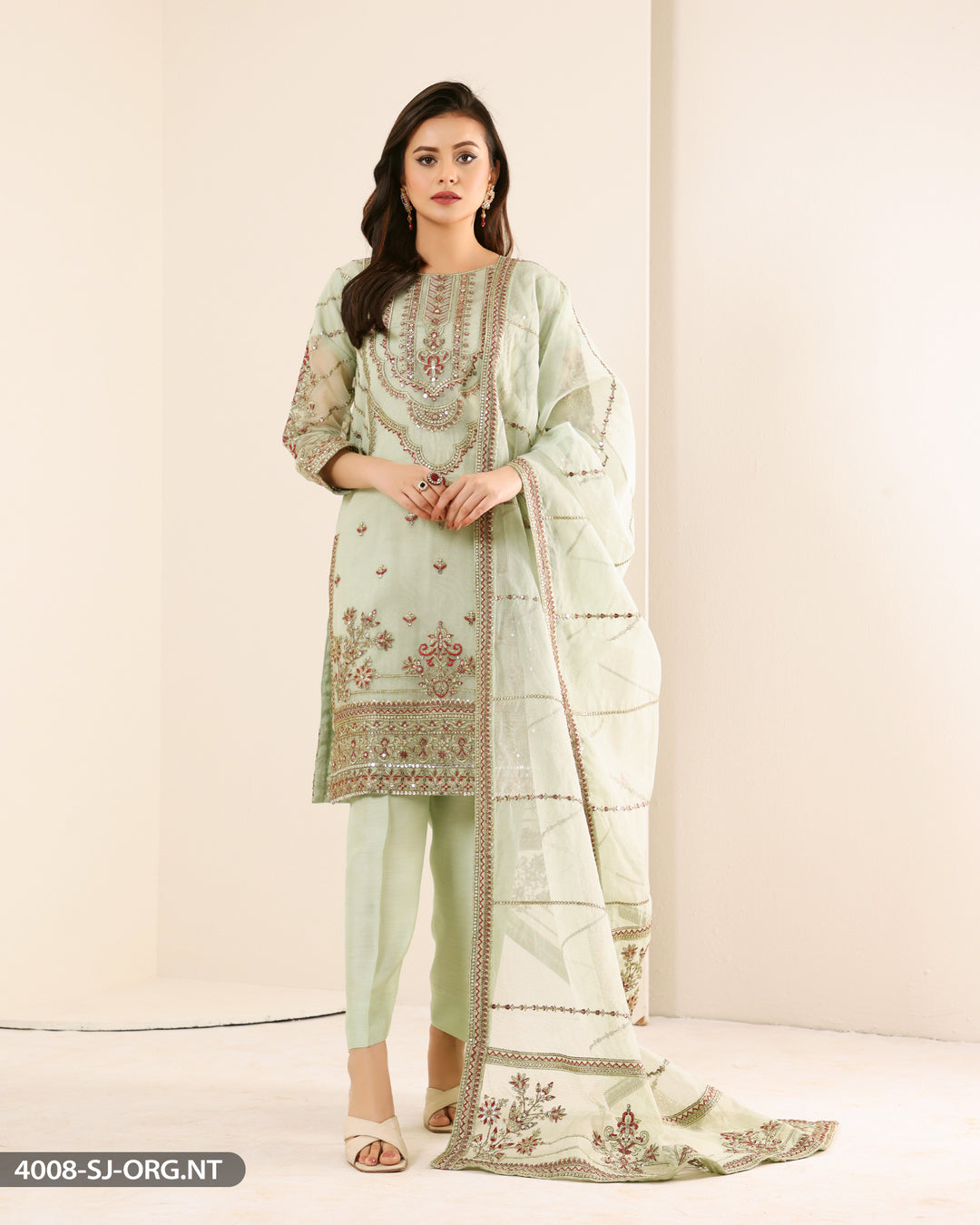 FORMAL 3PC EMBROIDERED SUIT | 4008-SJ-ORZ