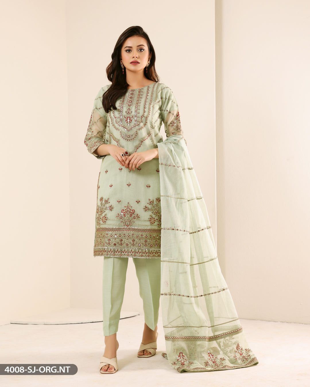 FORMAL 3PC EMBROIDERED SUIT | 4008-SJ-ORZ