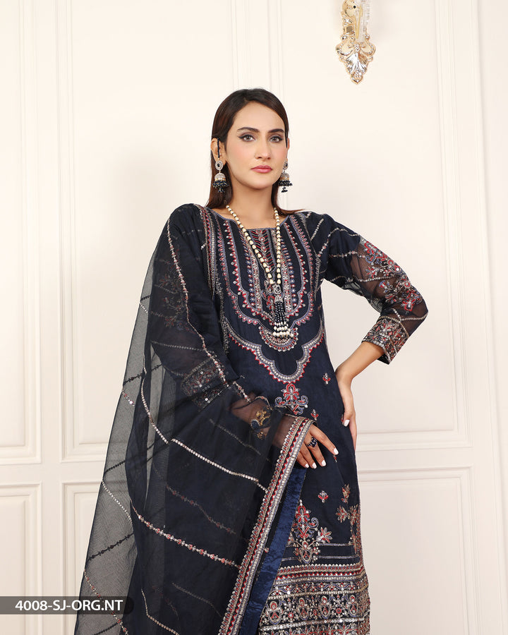 FORMAL 3PC EMBROIDERED SUIT | 4008-SJ-ORZ