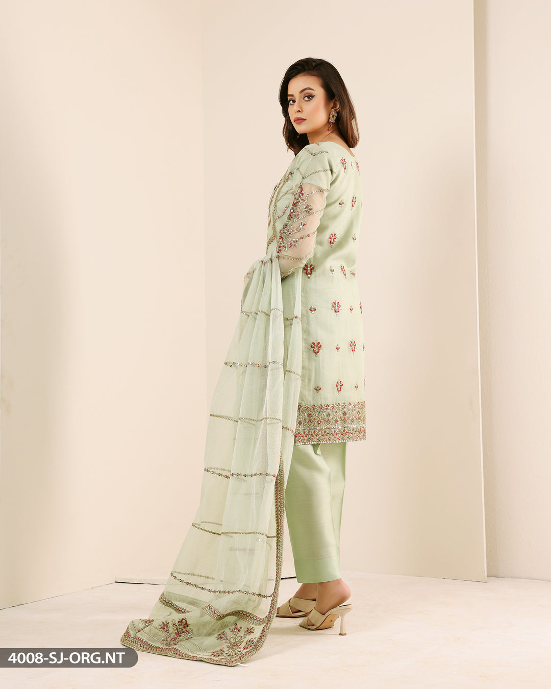 FORMAL 3PC EMBROIDERED SUIT | 4008-SJ-ORZ