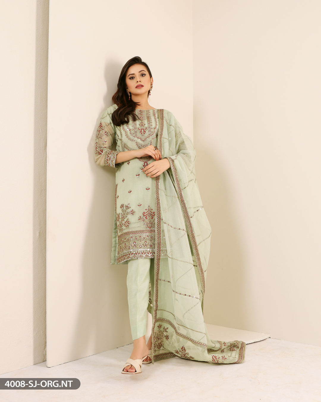 FORMAL 3PC EMBROIDERED SUIT | 4008-SJ-ORZ