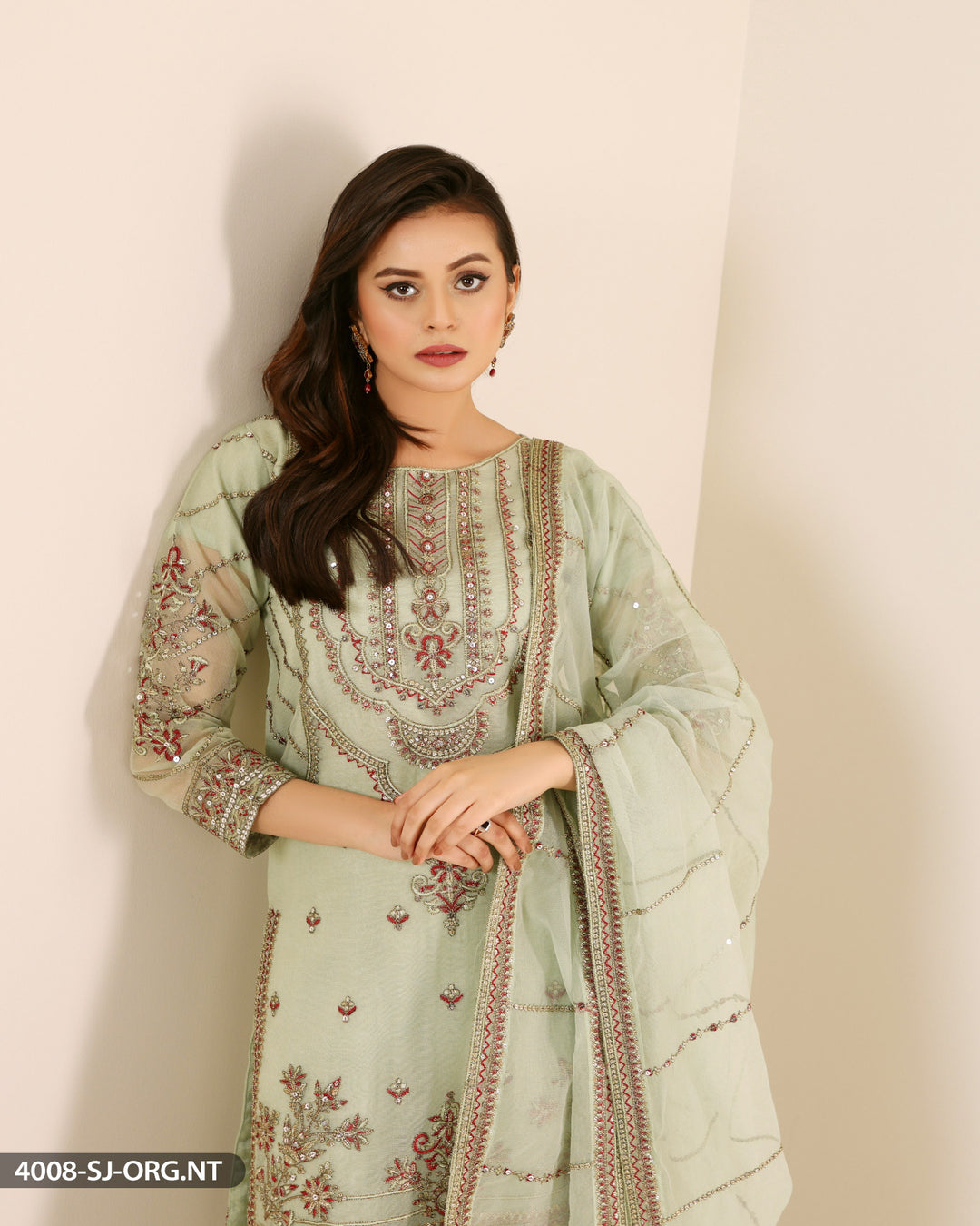 FORMAL 3PC EMBROIDERED SUIT | 4008-SJ-ORZ