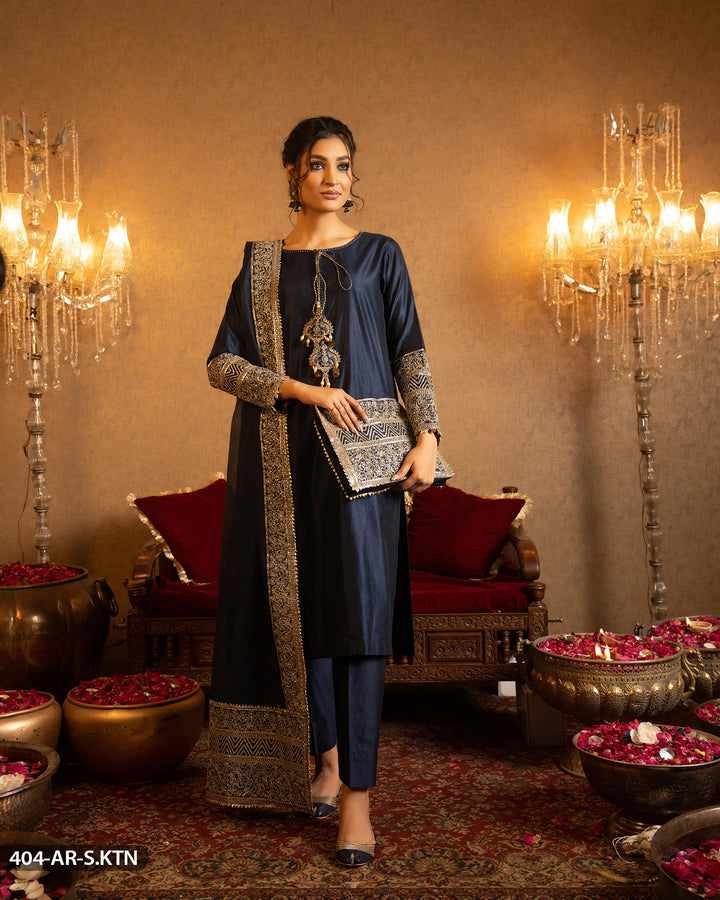 3 Piece Embroidered Suit | 404-AR-S.KTN