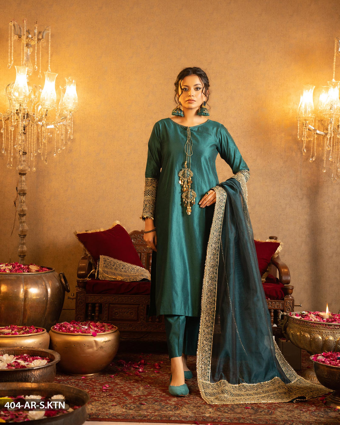 3 Piece Embroidered Suit | 404-AR-S.KTN