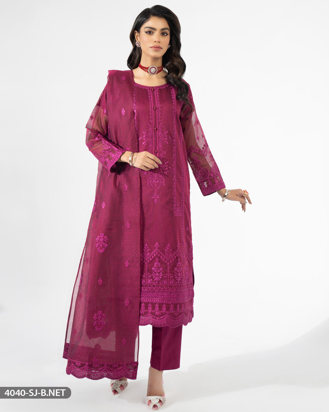 3 Piece Embroidered Suit | 4040-SJ-B.NET