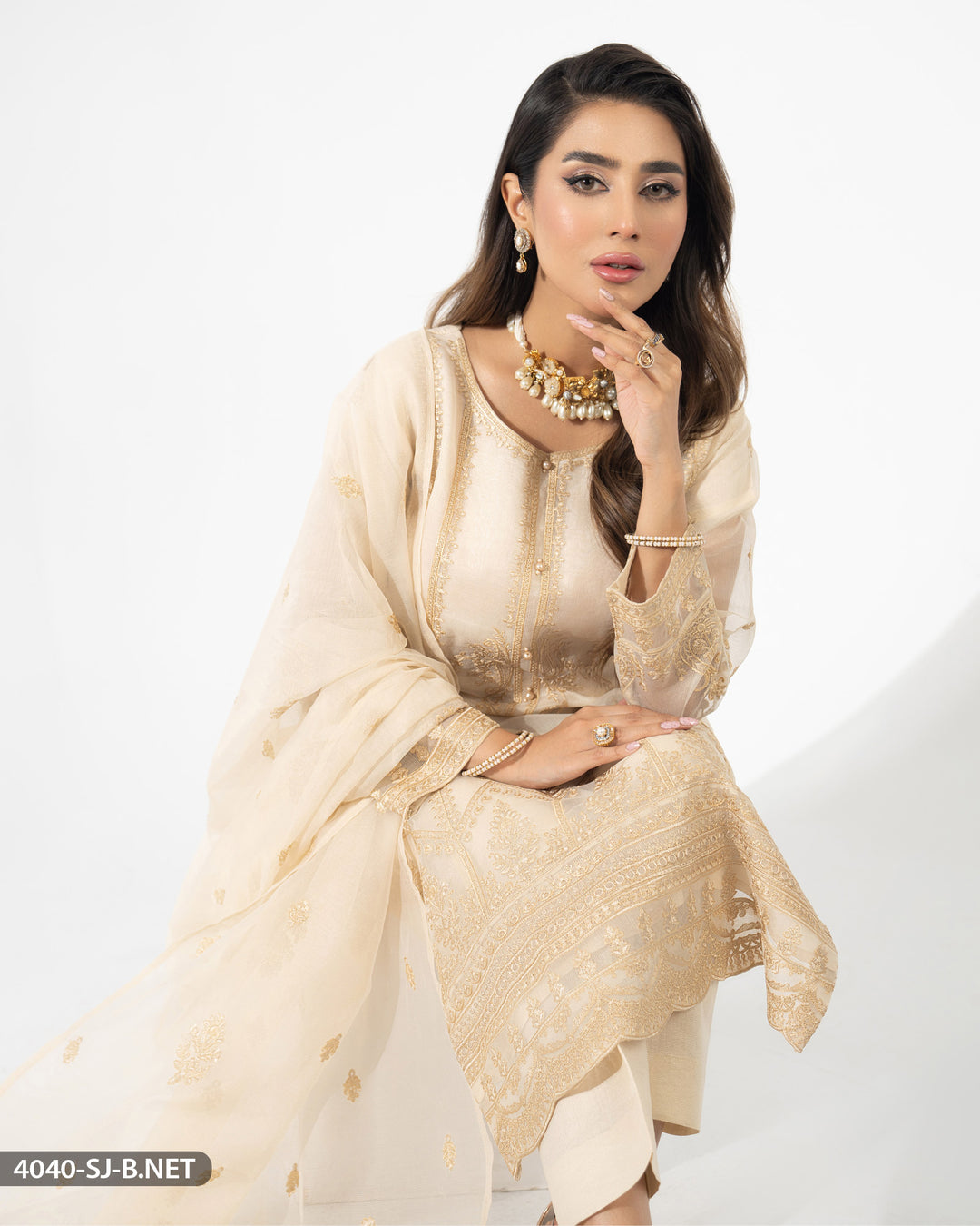 3 Piece Embroidered Suit | 4040-SJ-B.NET