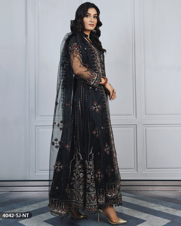 Embroidered Net Maxi | 4042-SJ-NT