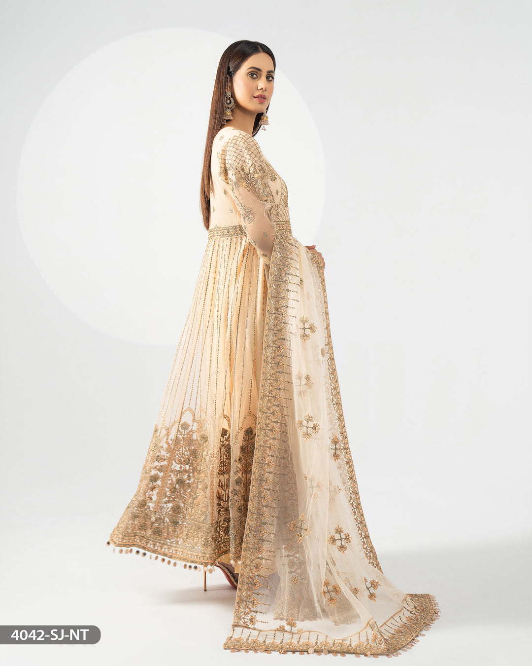 Embroidered Net Maxi | 4042-SJ-NT