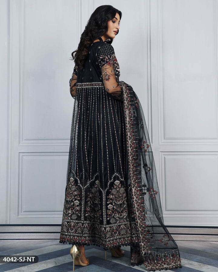 Embroidered Net Maxi | 4042-SJ-NT