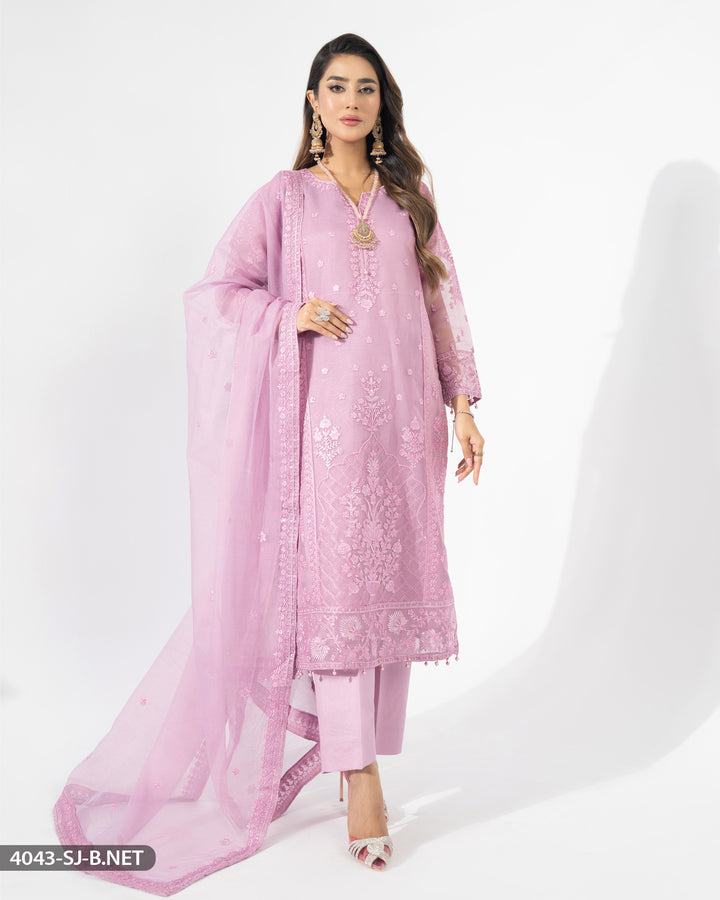 3 Piece Bori  Net Embroidered Suit | 4043-SJ-B.NET