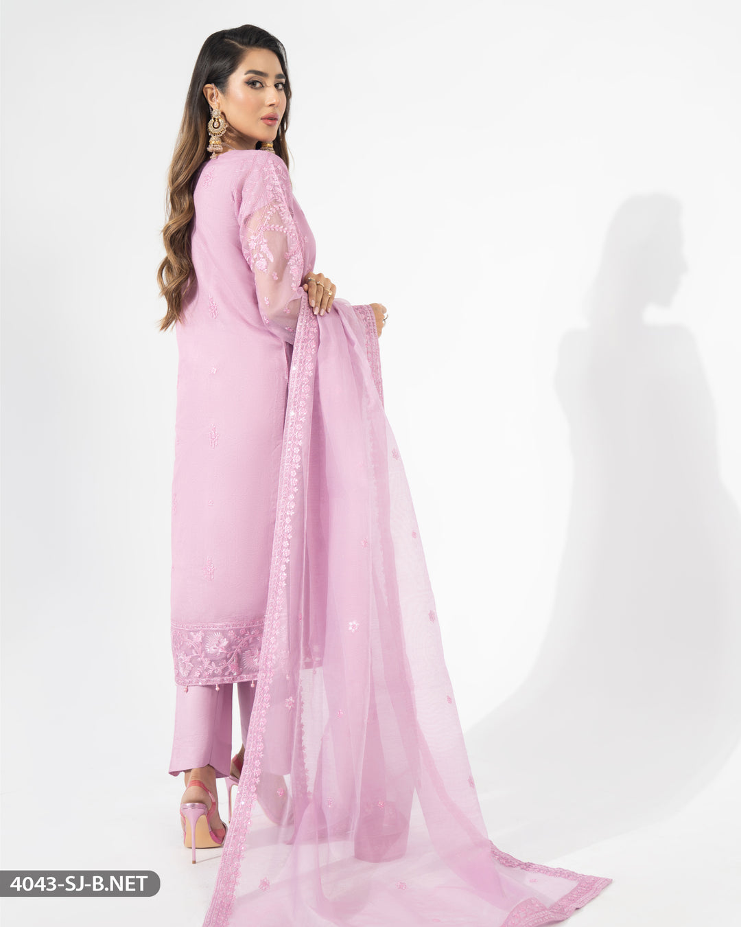 3 Piece Bori  Net Embroidered Suit | 4043-SJ-B.NET