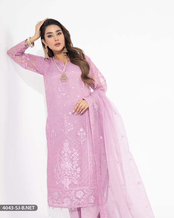 3 Piece Bori  Net Embroidered Suit | 4043-SJ-B.NET