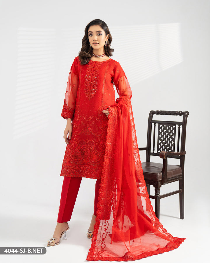 Stitched 3 Piece Embroidered Suit | 4044-SJ-B.NET