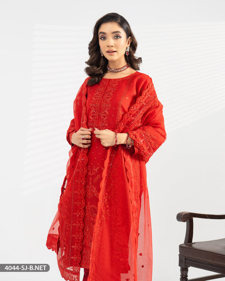 Stitched 3 Piece Embroidered Suit | 4044-SJ-B.NET