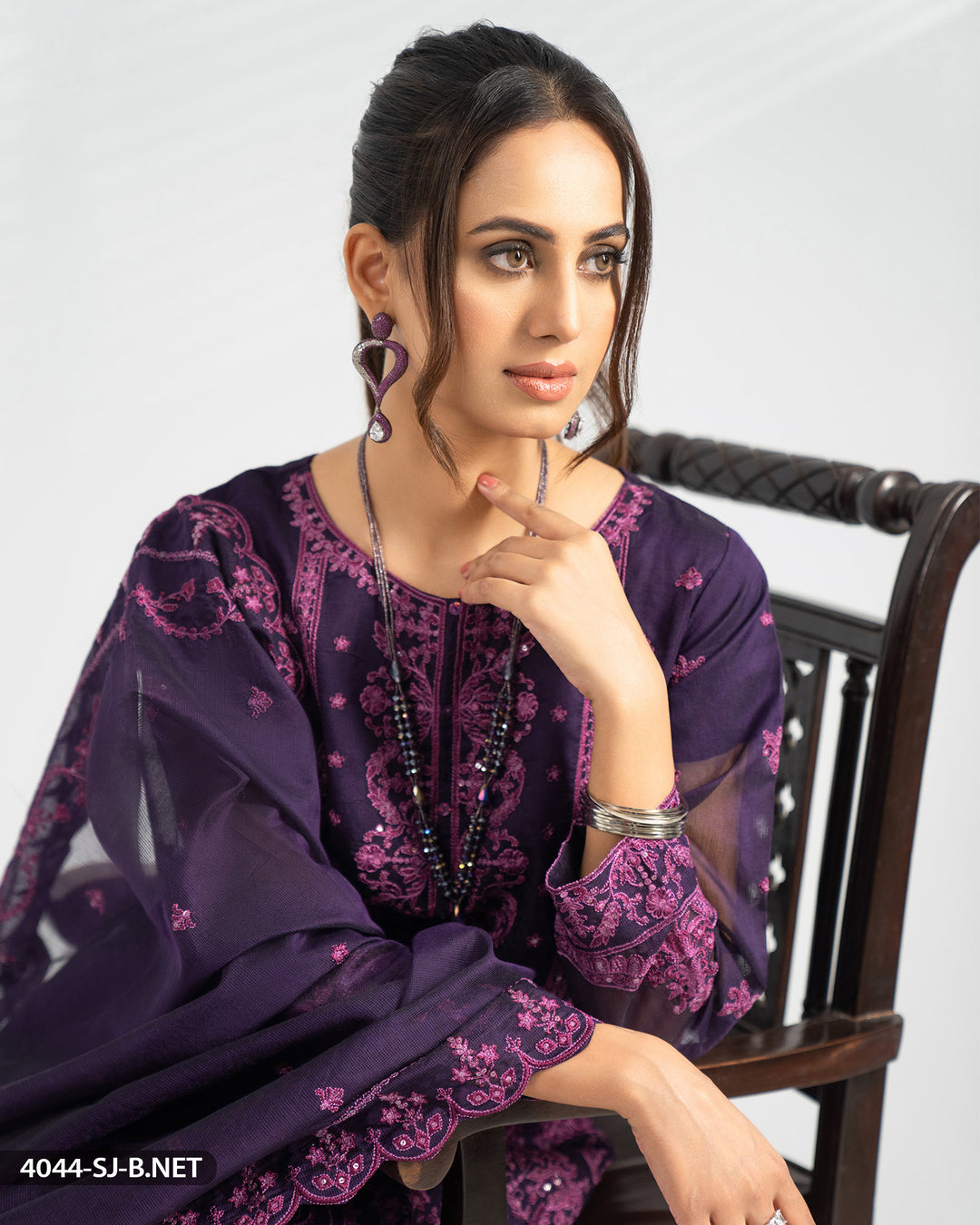 Stitched 3 Piece Embroidered Suit | 4044-SJ-B.NET