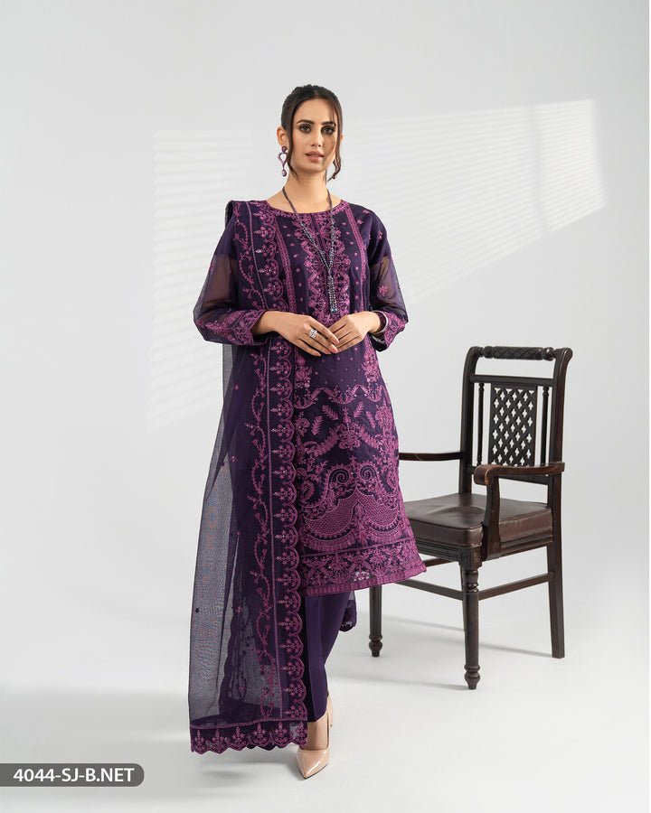 Stitched 3 Piece Embroidered Suit | 4044-SJ-B.NET