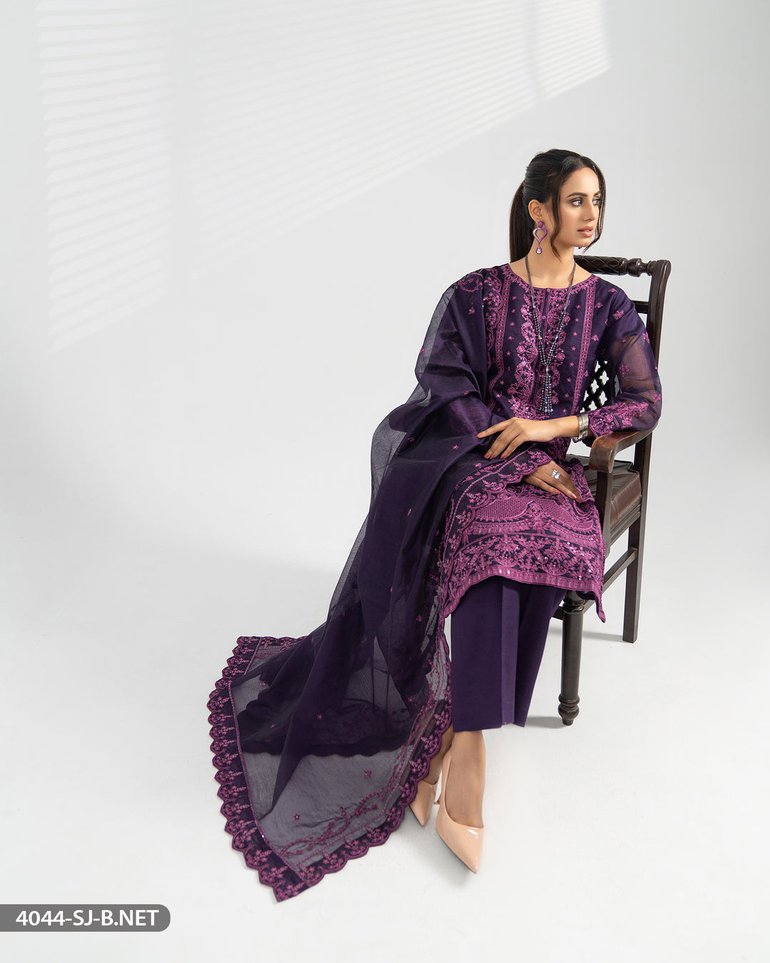 Stitched 3 Piece Embroidered Suit | 4044-SJ-B.NET