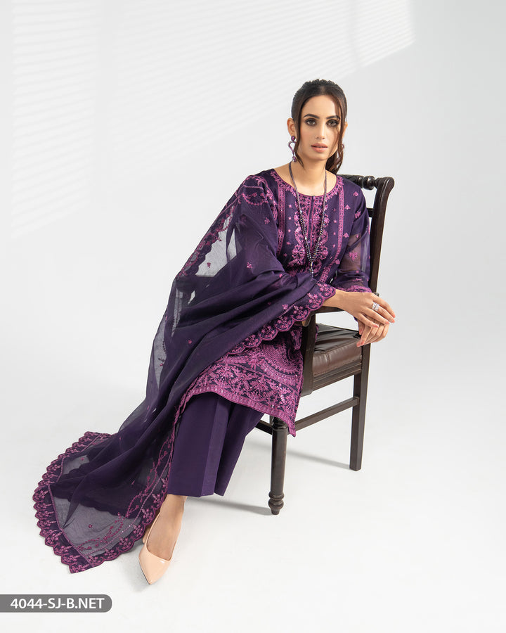 Stitched 3 Piece Embroidered Suit | 4044-SJ-B.NET