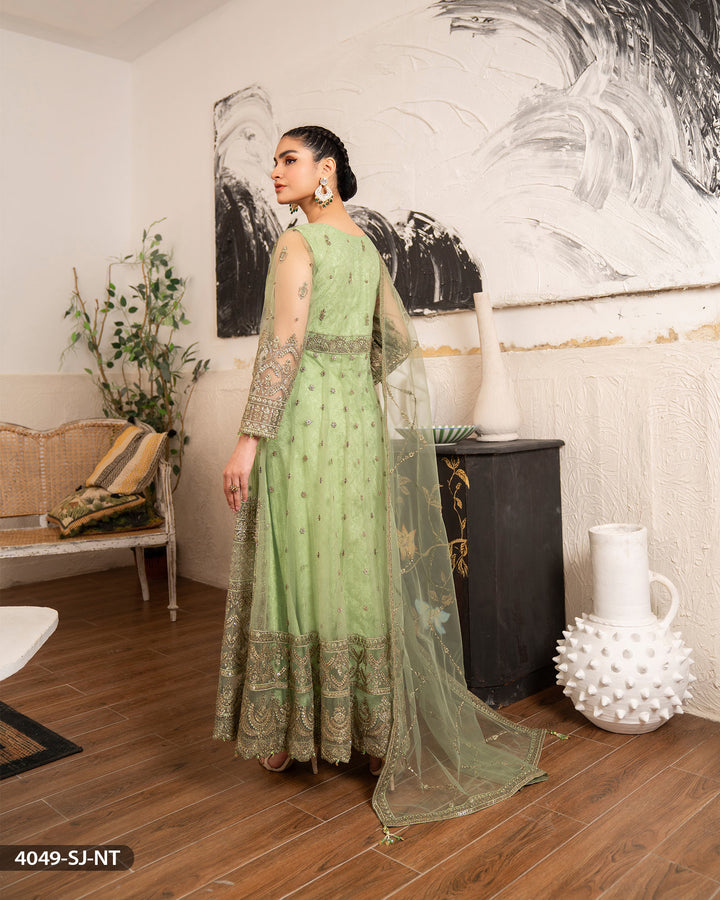 3 Piece Net Embroidered Maxi | 4049-SJ-NT