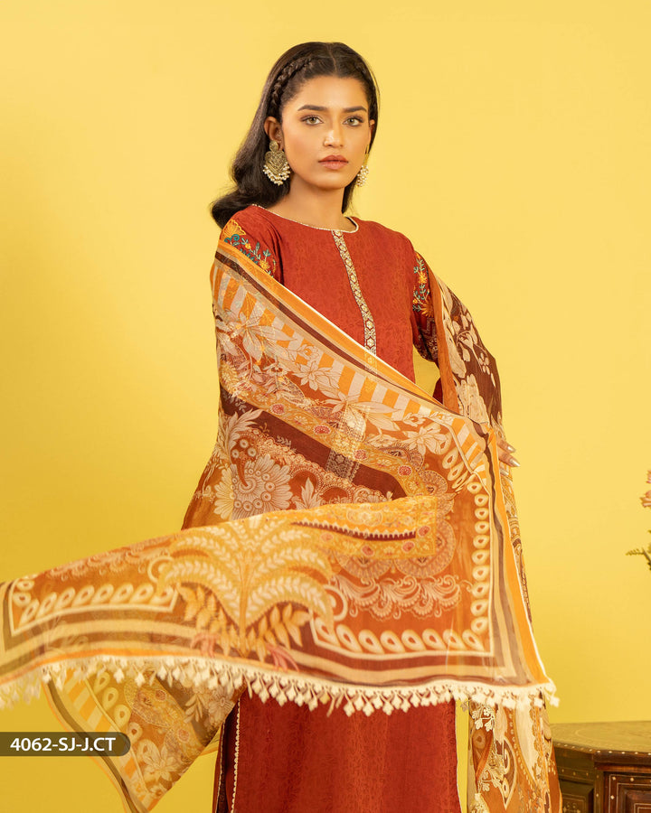 3 Piece Jacquard Cotton Suit | 4062-SJ-J.CT