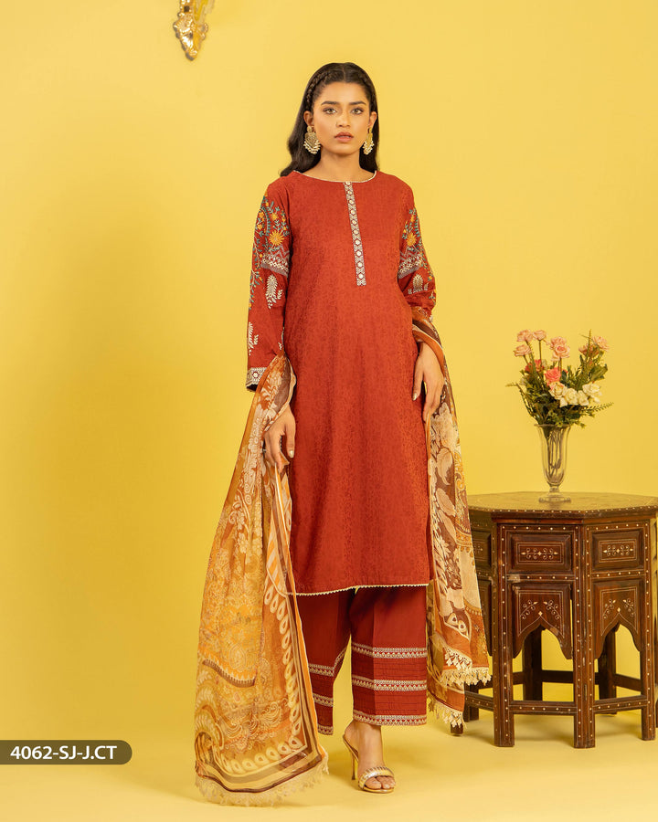 3 Piece Jacquard Cotton Suit | 4062-SJ-J.CT