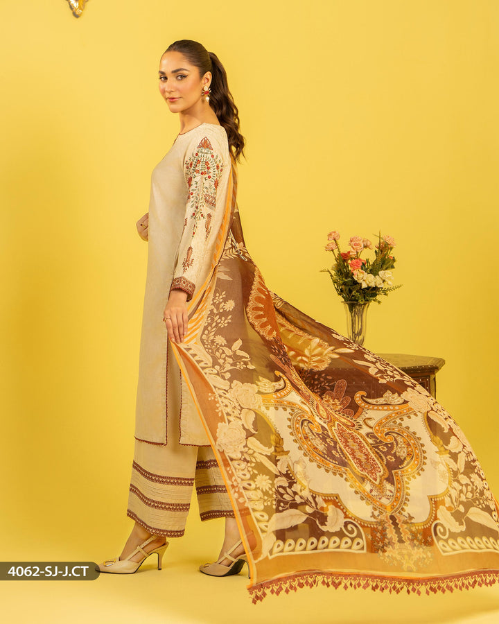 3 Piece Jacquard Cotton Suit | 4062-SJ-J.CT