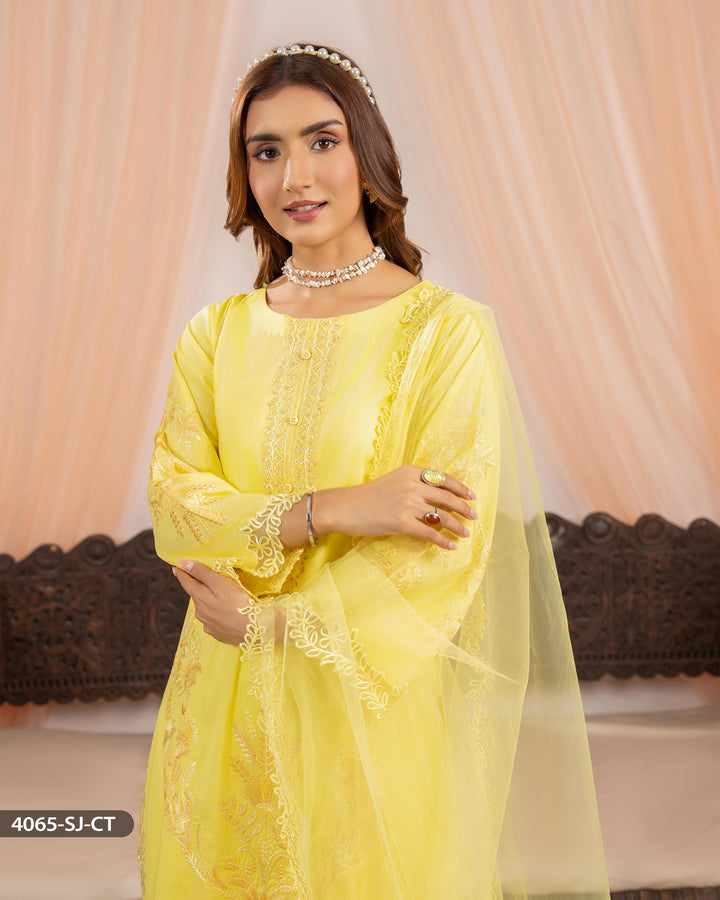 3 Piece Cross Slub Cotton Suit | 4065-SJ-C.S.CT