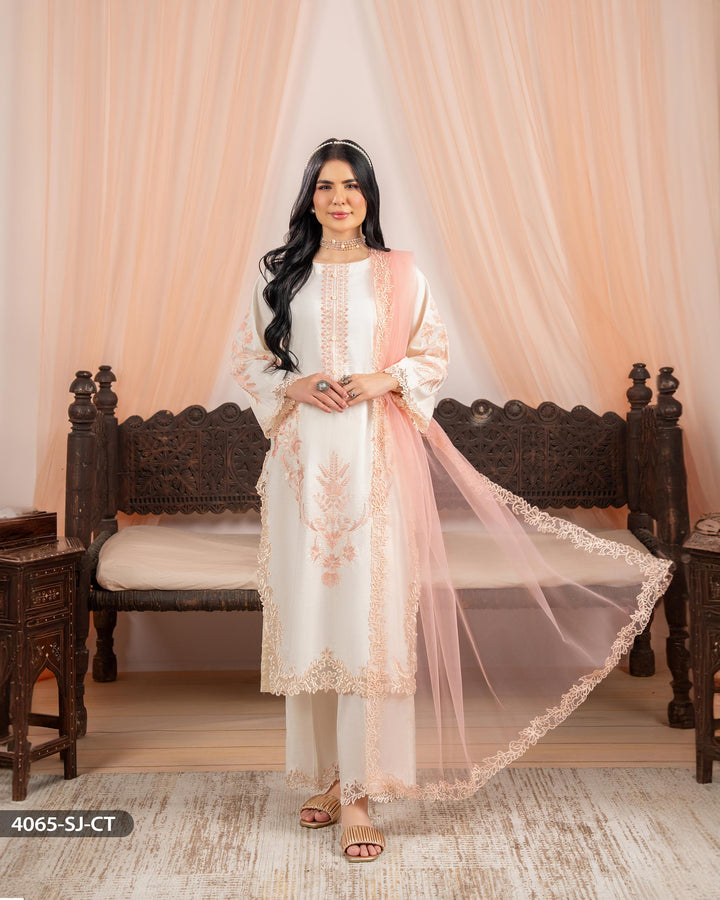 3 Piece Cross Slub Cotton Suit | 4065-SJ-C.S.CT