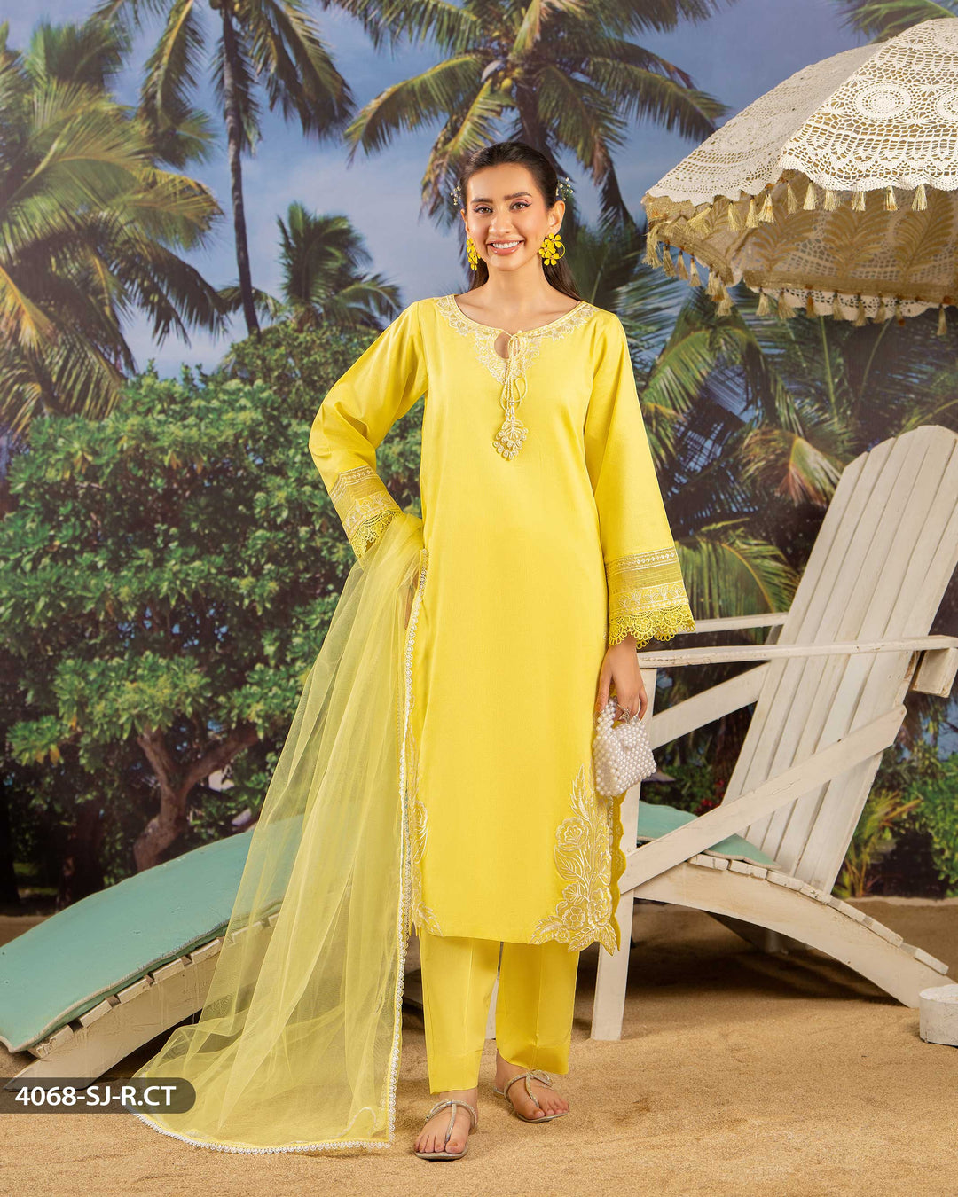 3 Piece Jacquard Cotton Suit | 4068-SJ-J.CT