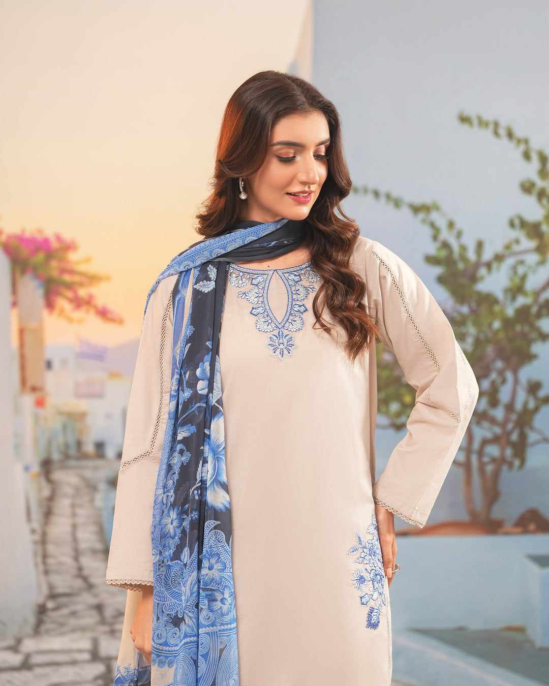 3 Piece Ready-to-Wear Cross Slub Cotton Suit | 4073-SJ-C.S.CT - Sha Posh Textile