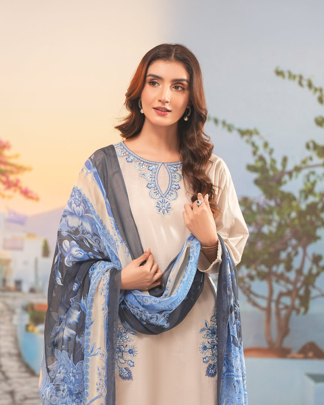 3 Piece Ready-to-Wear Cross Slub Cotton Suit | 4073-SJ-C.S.CT - Sha Posh Textile