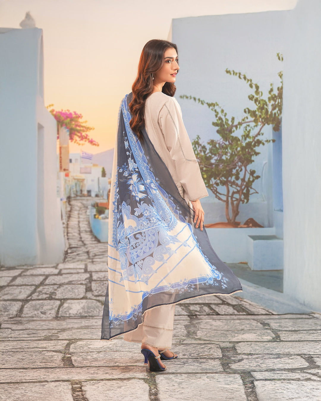 3 Piece Ready-to-Wear Cross Slub Cotton Suit | 4073-SJ-C.S.CT - Sha Posh Textile