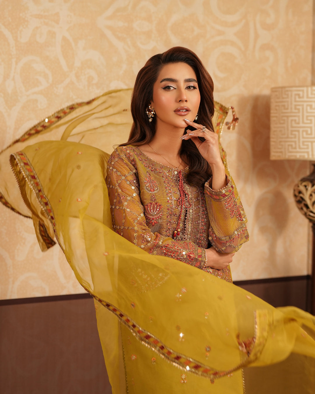 3-Piece Ready-to-Wear Organza Net Suit | 4078-SJ-ORZ - Sha Posh Textile