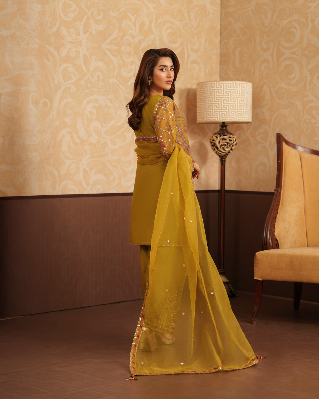 3-Piece Ready-to-Wear Organza Net Suit | 4078-SJ-ORZ - Sha Posh Textile