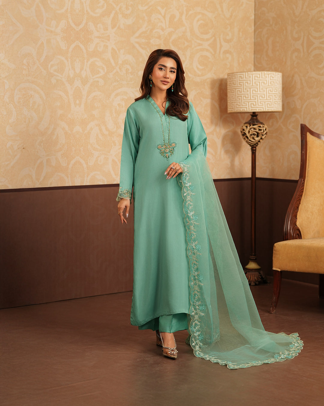 3-Piece Ready-to-Wear Silk Suit |  4090-SJ-SLK - Sha Posh Textile