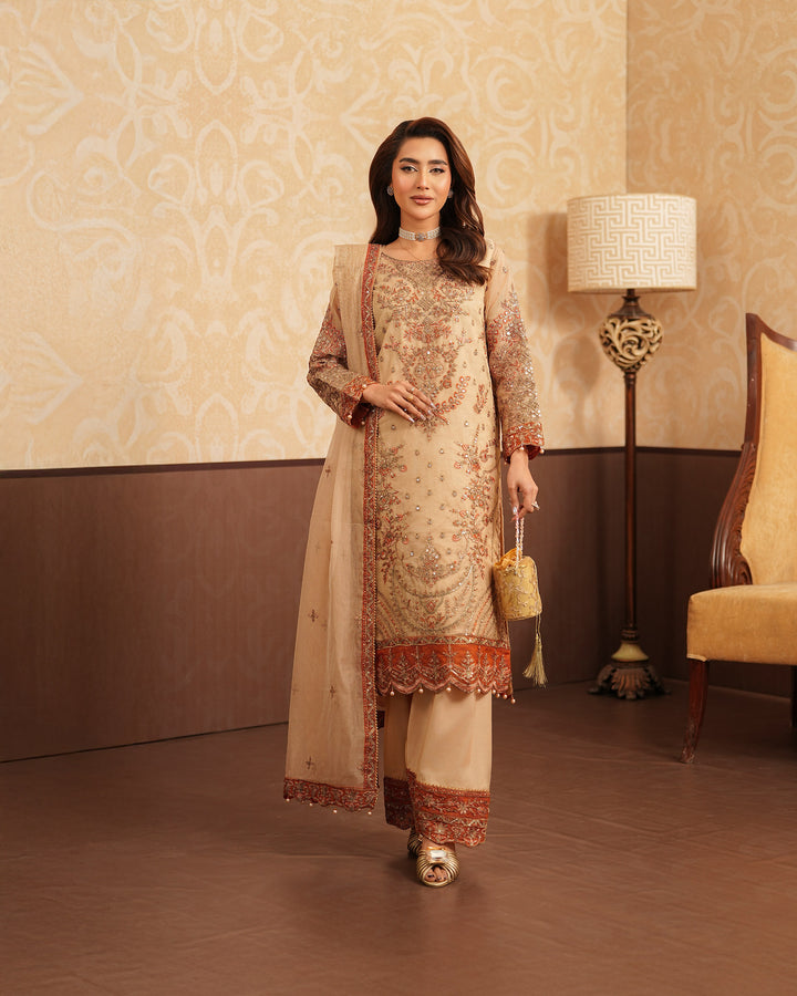 3-Piece Ready-to-Wear Bori Net Suit | 4092-SJ-B.NET - Sha Posh Textile