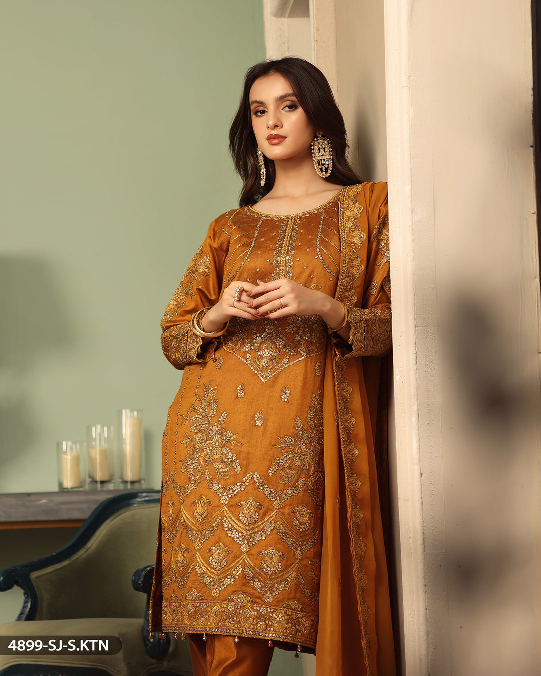 FORMAL 3PC EMBROIDERED SUIT | 4899-SJ-S.KTN