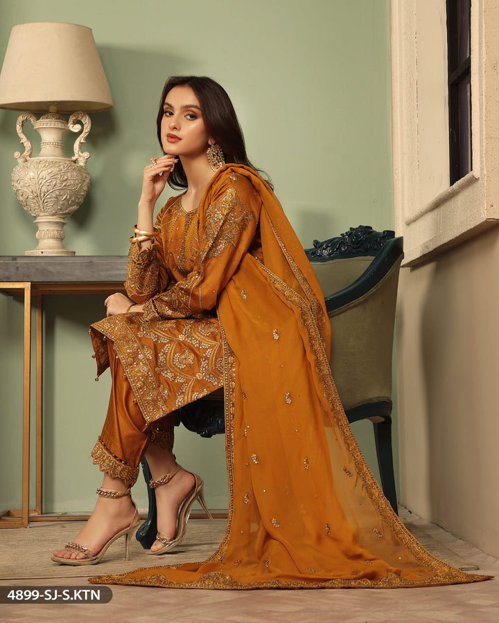 FORMAL 3PC EMBROIDERED SUIT | 4899-SJ-S.KTN