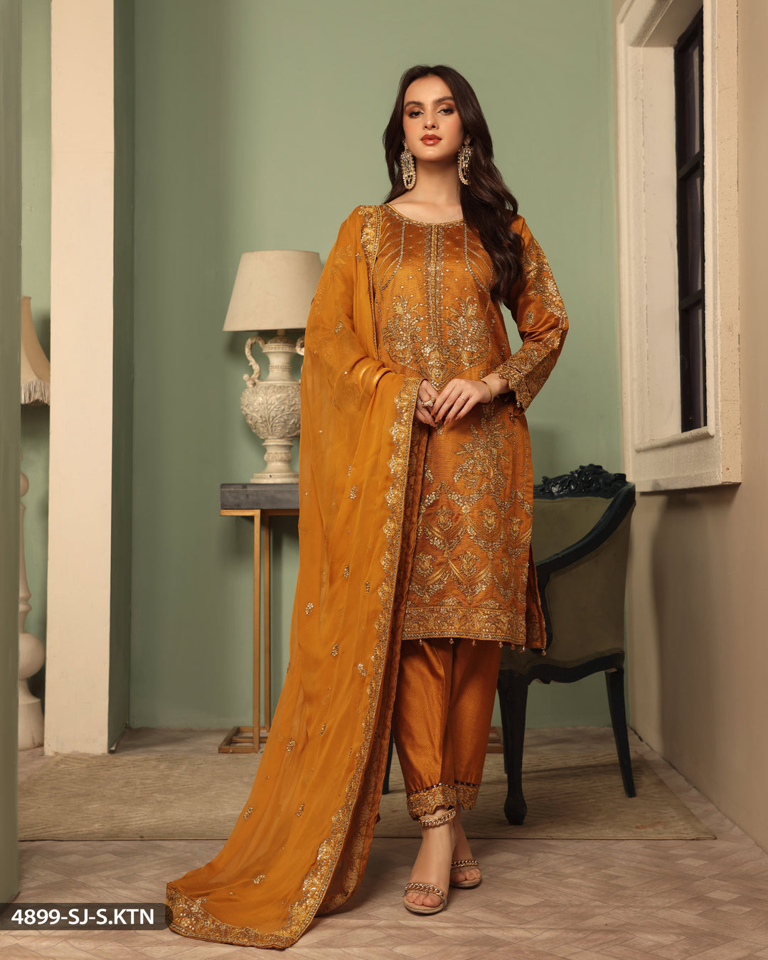 FORMAL 3PC EMBROIDERED SUIT | 4899-SJ-S.KTN