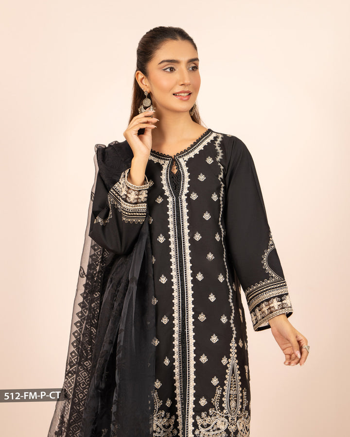 Embroidered Poplin Cotton Suit | 512-FM-P.CT