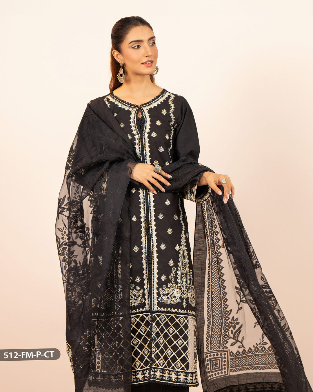 Embroidered Poplin Cotton Suit | 512-FM-P.CT