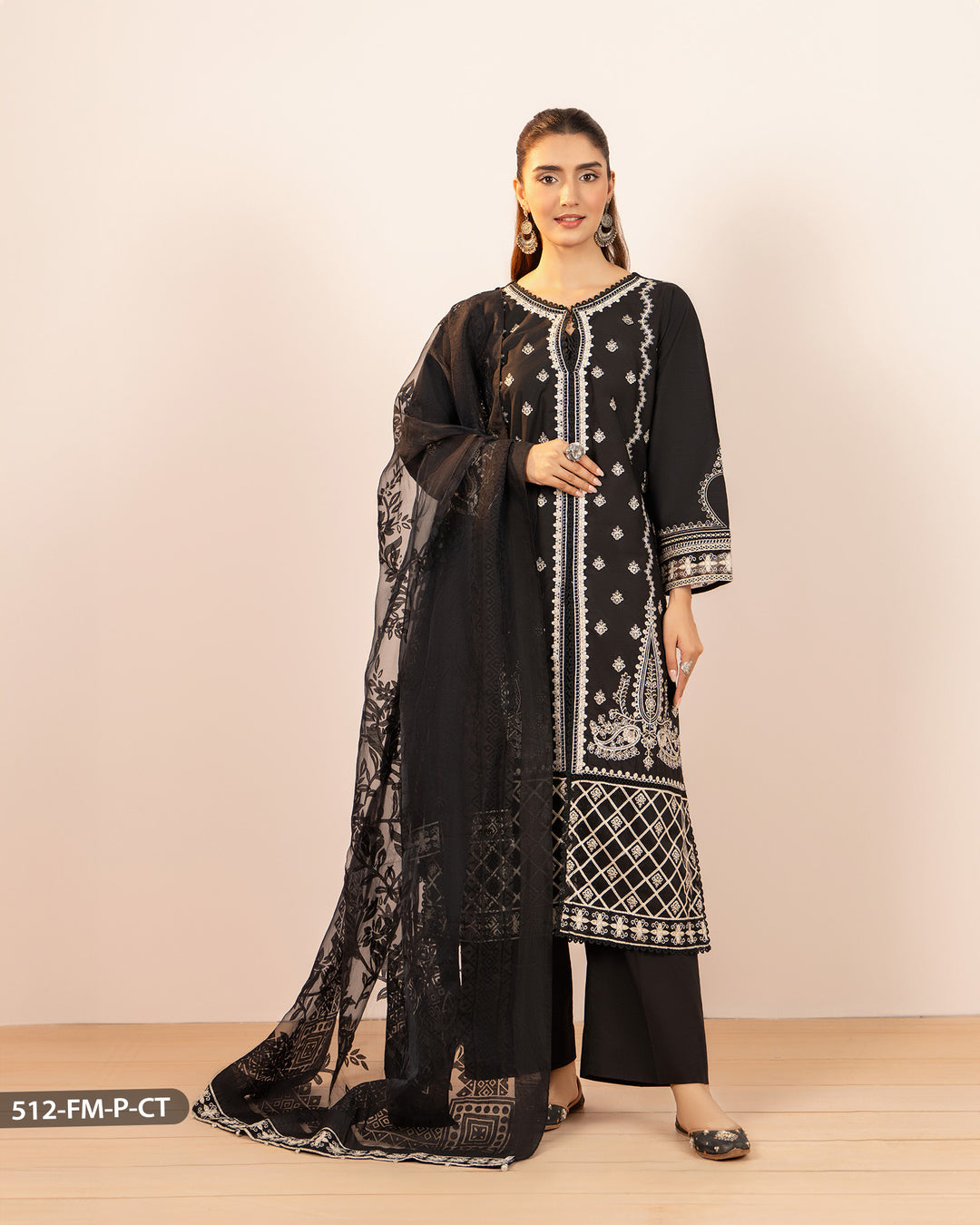 Embroidered Poplin Cotton Suit | 512-FM-P.CT