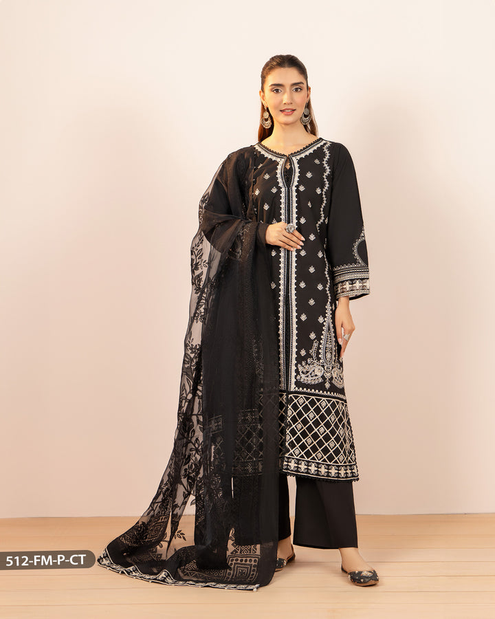 Embroidered Poplin Cotton Suit | 512-FM-P.CT