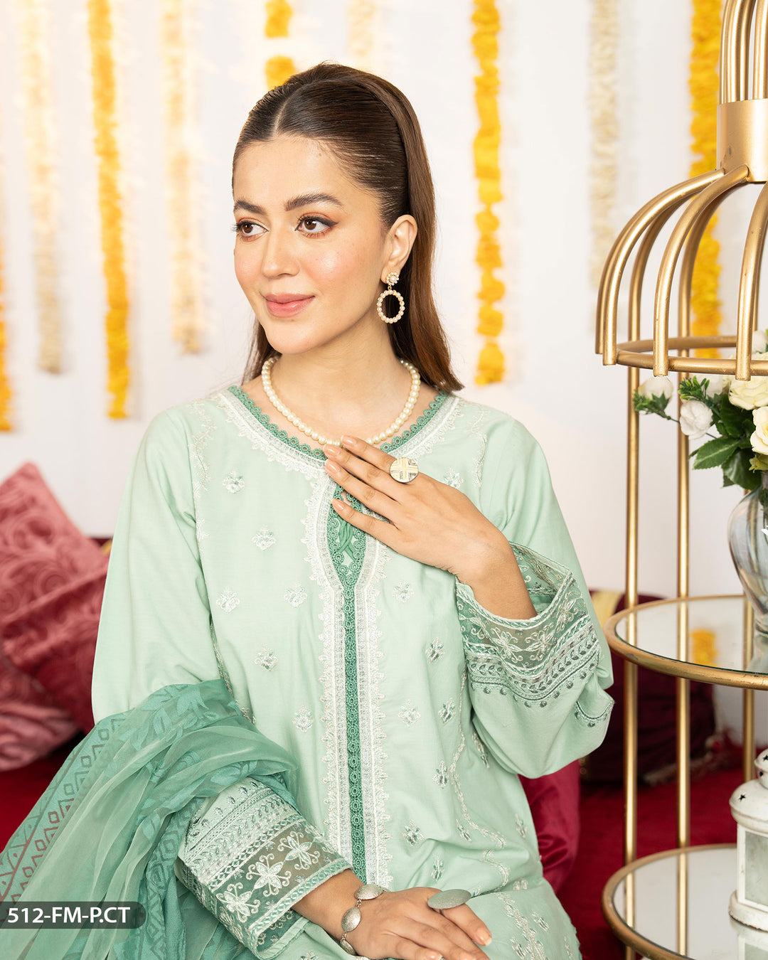 Embroidered Poplin Cotton Suit | 512-FM-P.CT